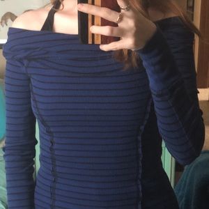 Rare! Free People blue cowl neck off shoulder